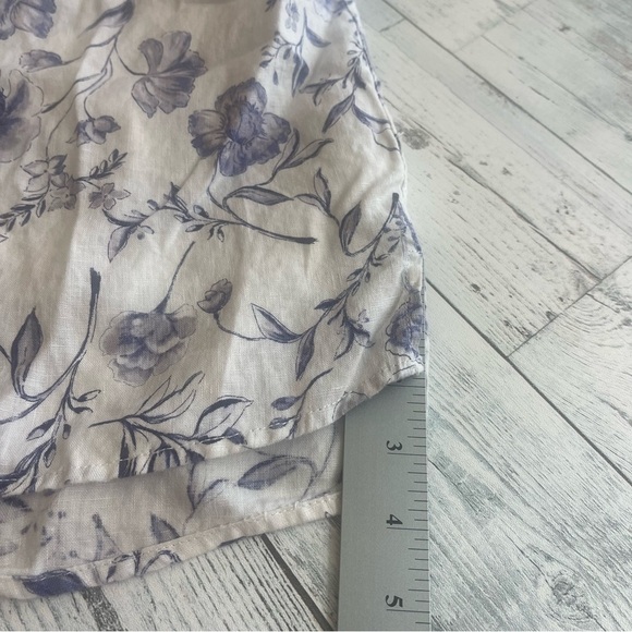 Cynthia Rowley Floral Linen Cuffed Sleeves Button Up Shirt Small - Picture 6 of 7
